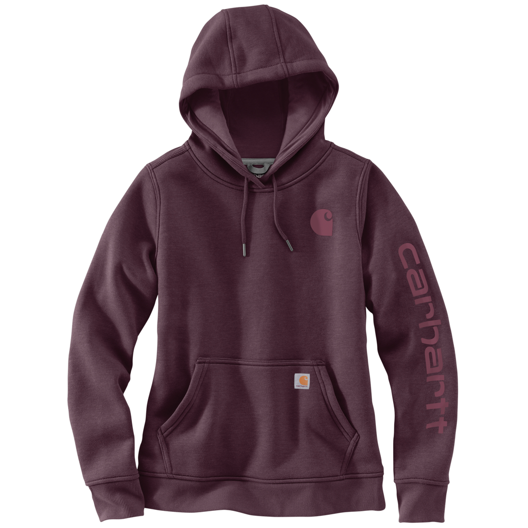 Maroon hoodie with Carhartt logo on a white background