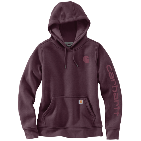 Maroon hoodie with Carhartt logo on a white background