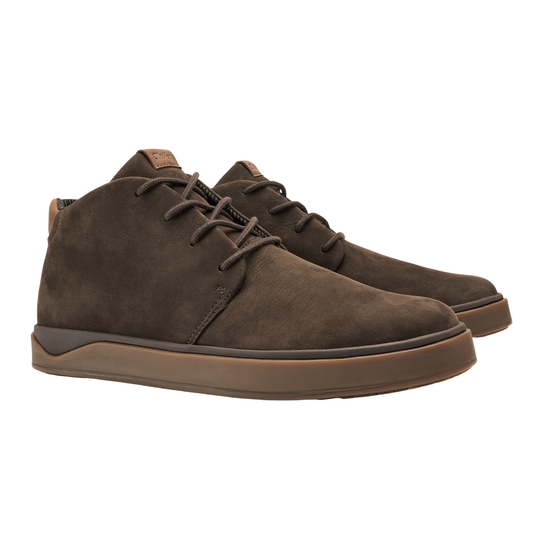 Brown suede sneaker on a white background
