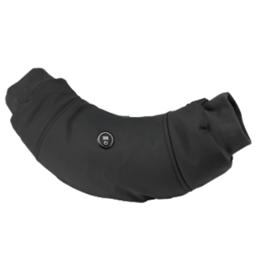 Black heated muff on a white background
