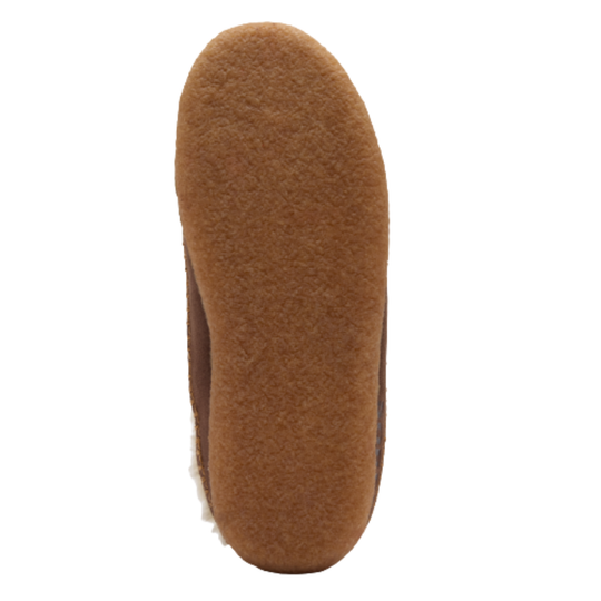 Close-up of a brown shoe sole on a white background