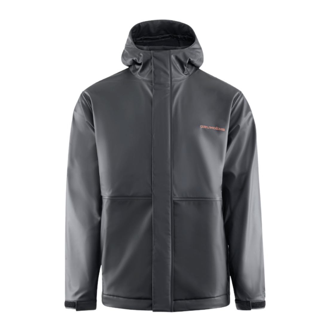 Gray jacket with a hood on a white background