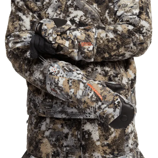 camo insulated mittens on white background