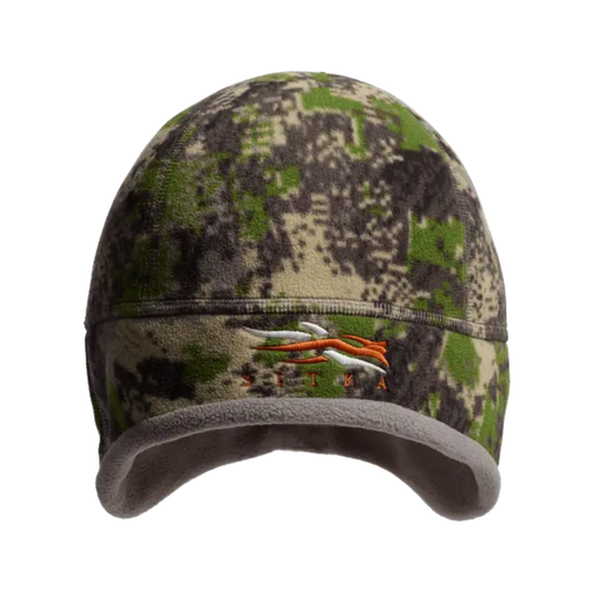 Camouflage beanie with hunting design on a white background