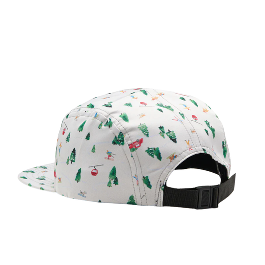 Skida Original Brim Hat - Nordland white and green pine tree print on white background with adjustable black strap