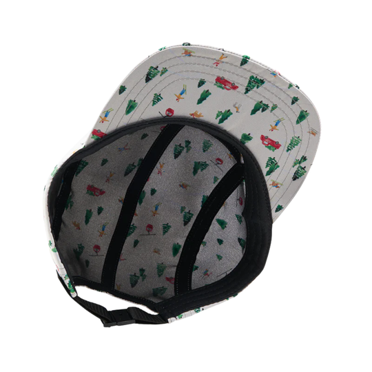 Inside of Skida Original Brim Hat - Nordland white and green pine tree print on white background