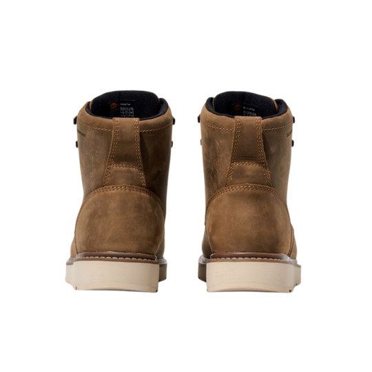 Pair of brown leather boots on a white background