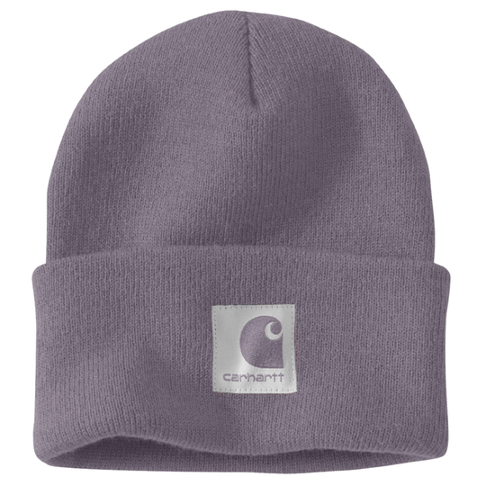 purple beanie with Carhartt logo on white background 