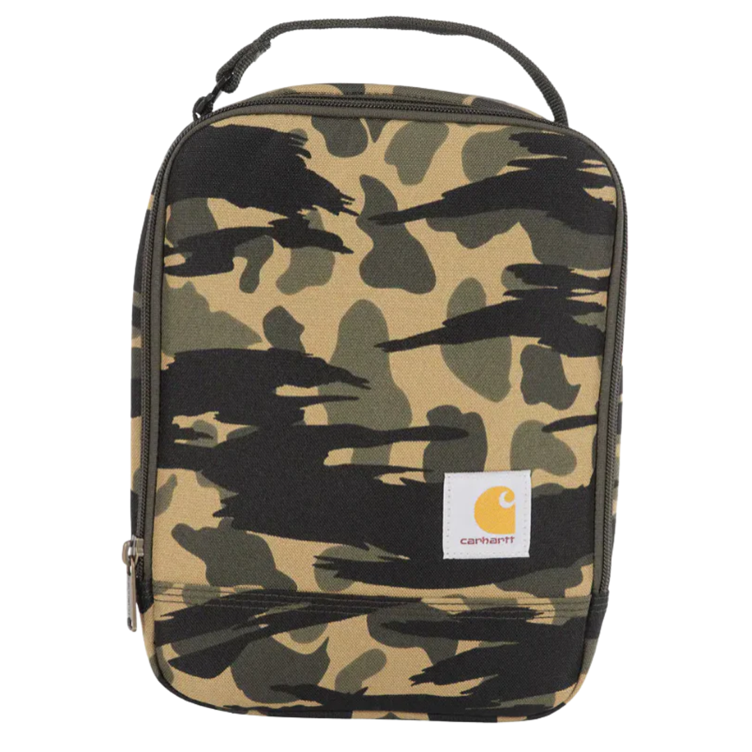 Carhartt blin duck camo lunch bag on a white background