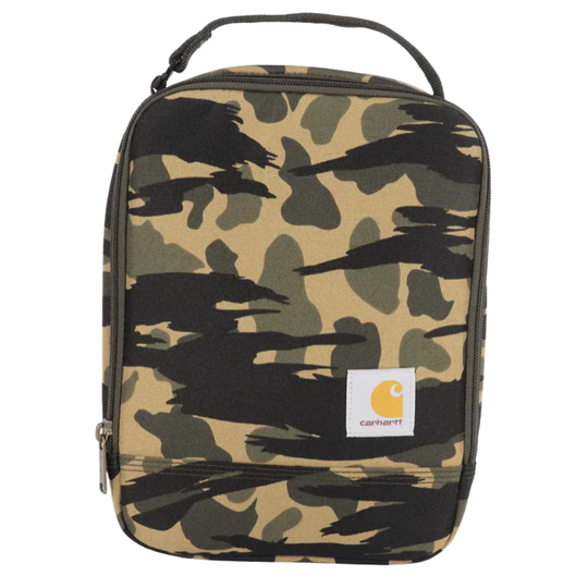 Carhartt blin duck camo lunch bag on a white background