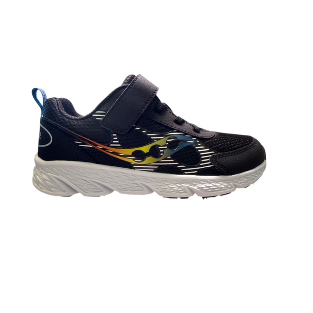 Saucony Kids' Wind XT A/C Shoes - Black Multi on white background