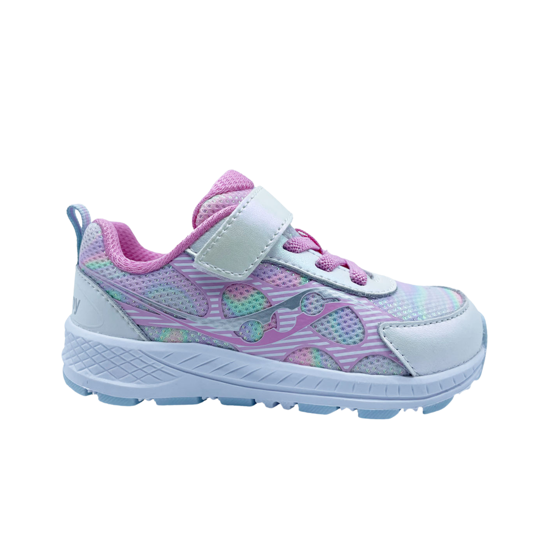 Saucony Kids' JR Wind XT Shoes - Iridescent on white background