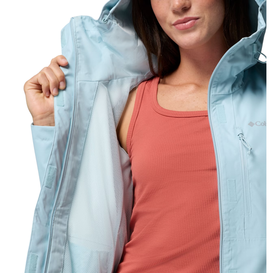 interior mesh of Columbia Women's Hikebound II Rain Jacket - Marine Light on white background