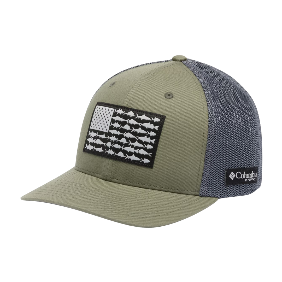 Columbia PFG Fish Flag Mesh Ball Cap - Cypress Grill on white background