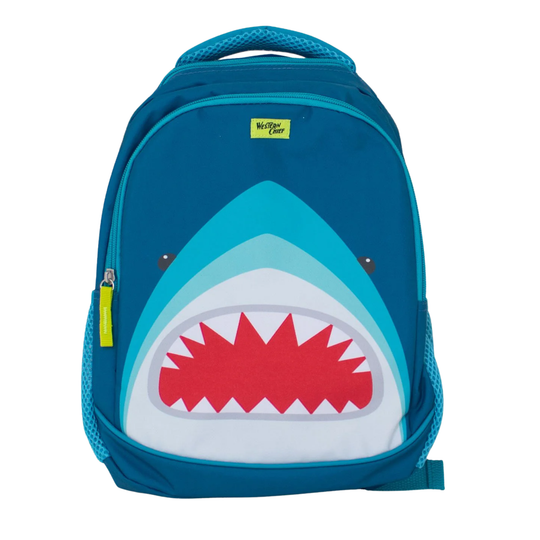 Western Chief Kids' Shark Mini Backpack - Blue on white background