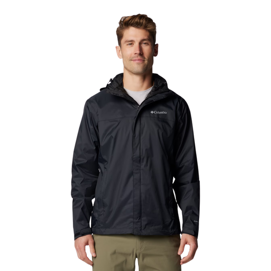 man wearing Columbia Men’s Watertight II Jacket - Black on white background