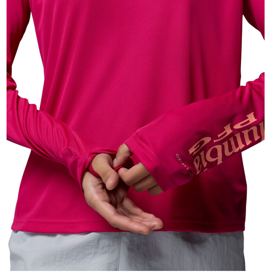 Zoomed of thumb loop and wrists on white background