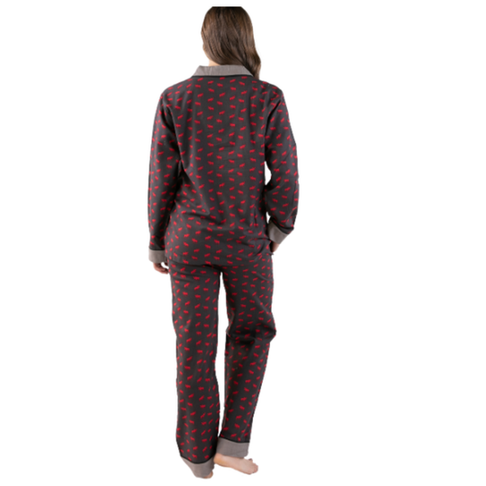 Women's Grey PJ moose set back view