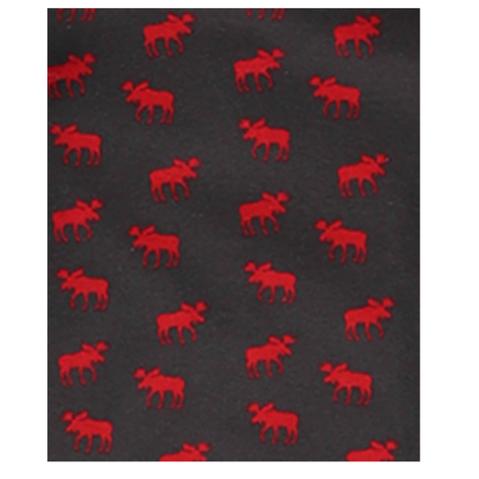 Grey fabric with red moose print