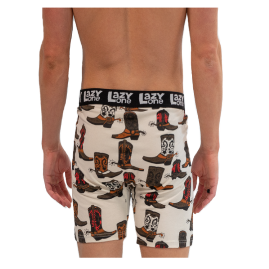 Beige boxer brief with boot print back view