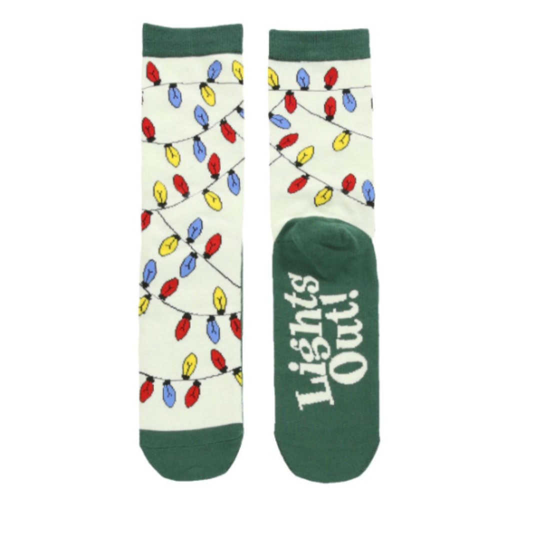 Beige sock with colorful Christmas bulb print