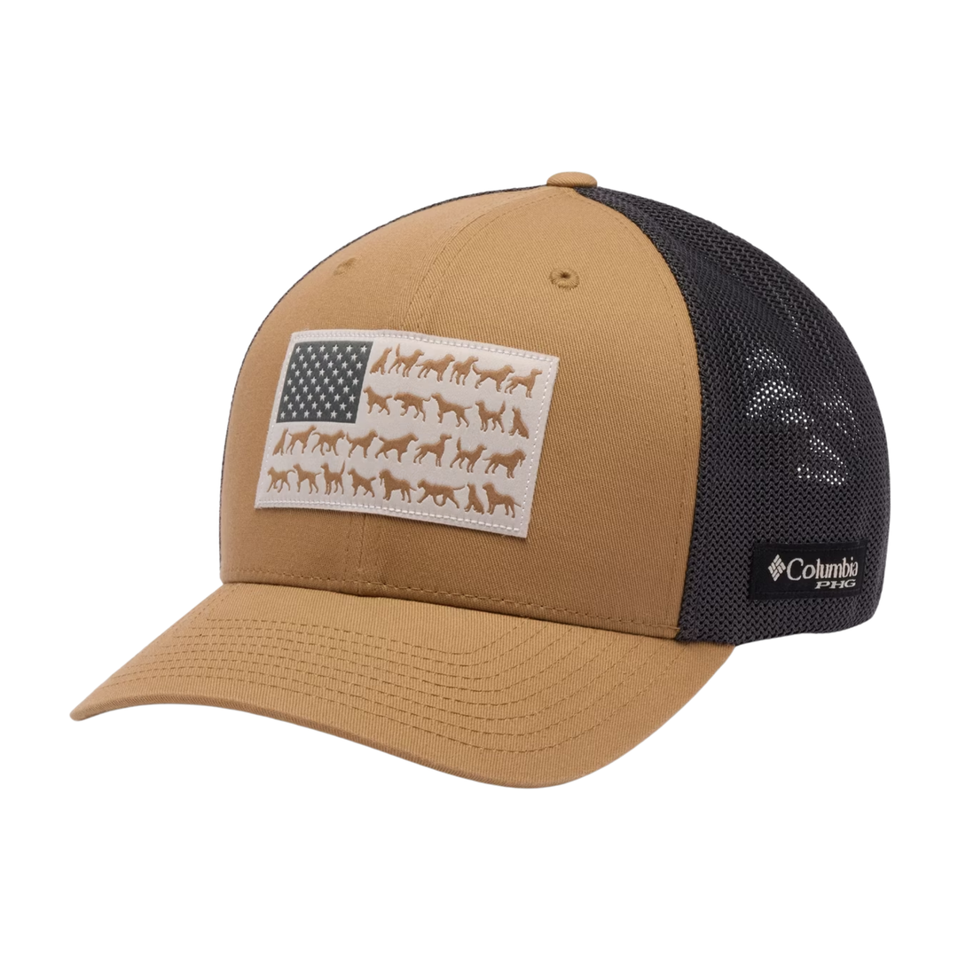 Columbia PHG Game Flag Mesh Ball Cap - Sahara Dog on white background