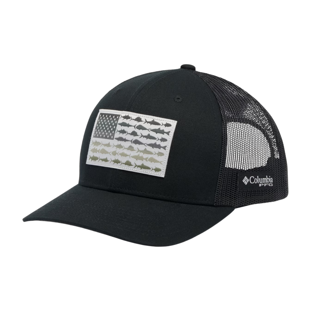 Columbia PFG Fish Flag Mesh Snapback - Black/Cool Grey on white background