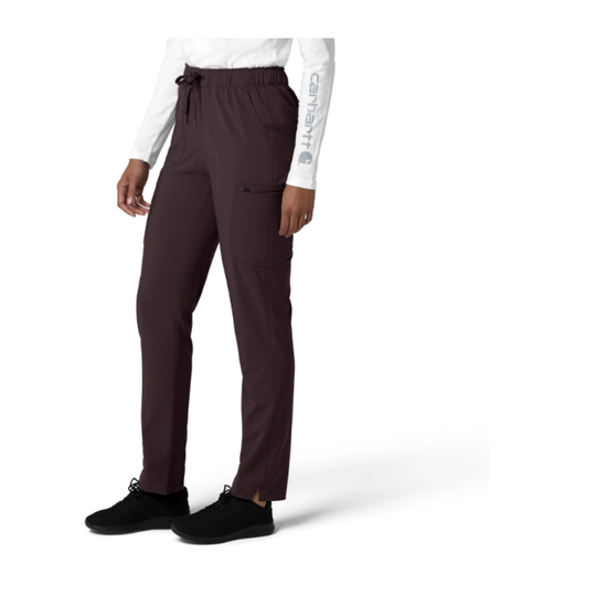 Brown scrub pants on a white background side view