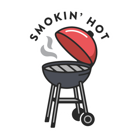 Smokin Hot grill sticker on a plain white background