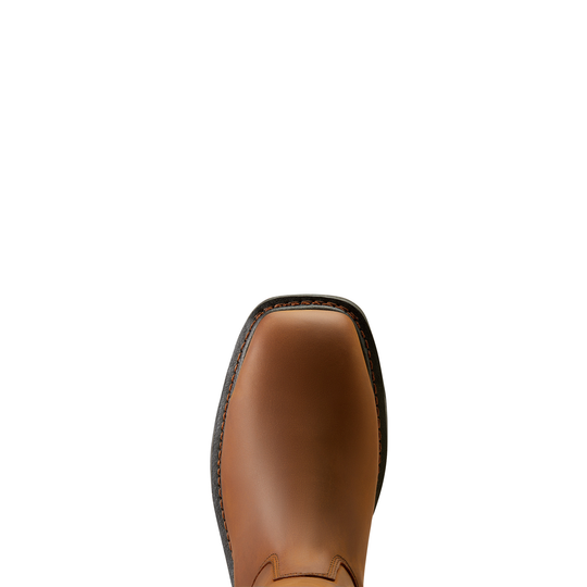 Brown leather boot sole on a white background