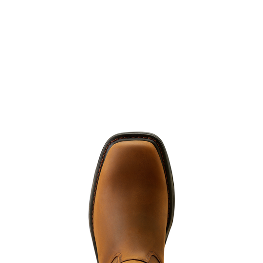 Brown leather boot sole on a beige background