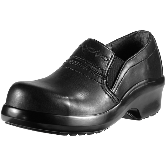 Black leather shoe on a white background