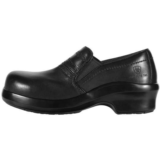 Black work shoe on a white background