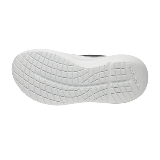 White shoe sole with brand logo on a white background