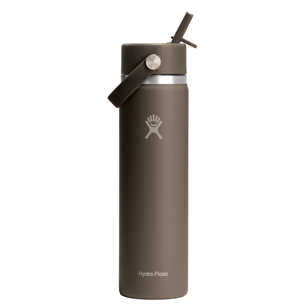 A matte dark brown Hydro Flask insulated water bottle with a matching brown lid and carry loop, shown on a plain white background.