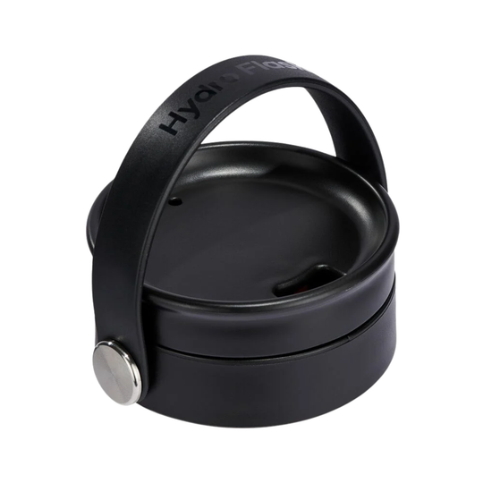 BlackHydro Flask water bottle lid on a white background