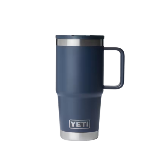Blue YETI mug with handle on a white background