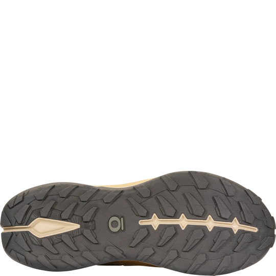 Close-up of a shoe sole with tread pattern on a white background