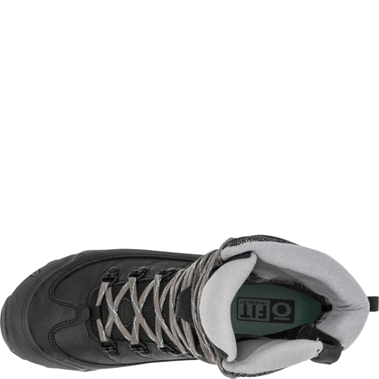 Black and gray boot with visible brand logo on a white background