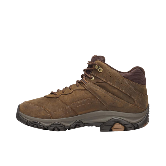 A brown suede and mesh mid-cut hiking shoe shown in a side profile on a plain white background.