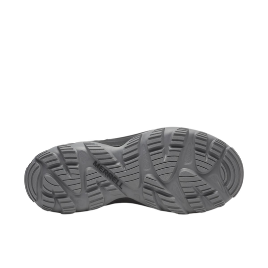 Grey bottom sole with Merrell logo on a plain white background.