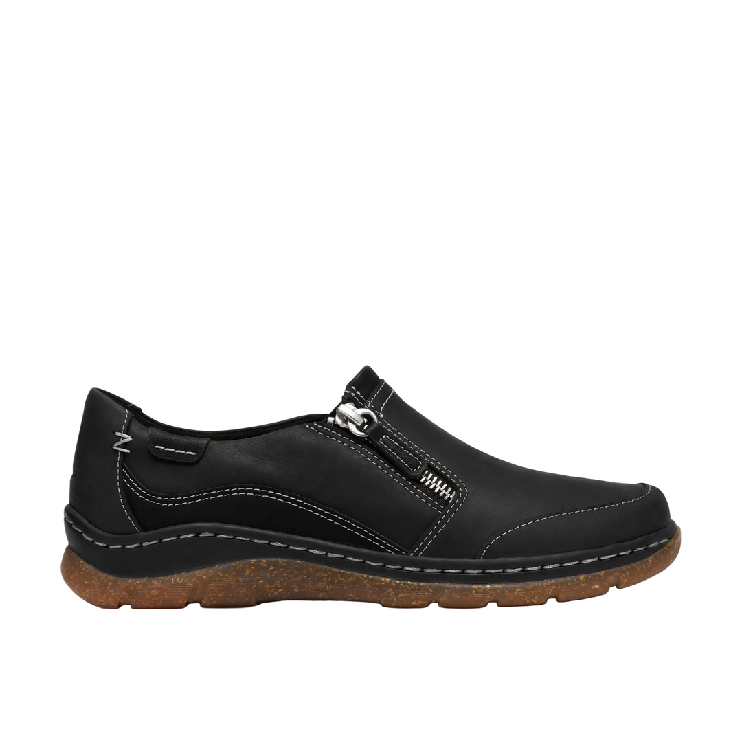 Black leather shoe on a white background