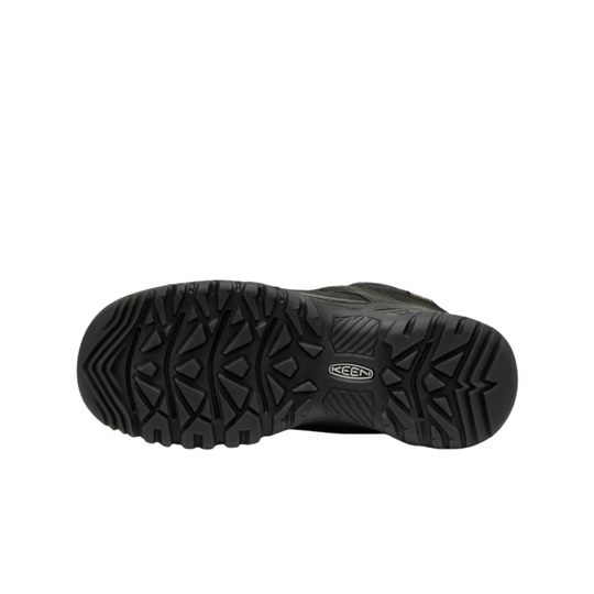 Black Keen hiking boot sole shown from a top-down view against a plain white background.