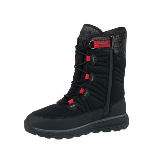 Nexgrip Women's Ice Wonder Hi Winter Boots - Black/Red on a plain white background. Showing a black zipper.
