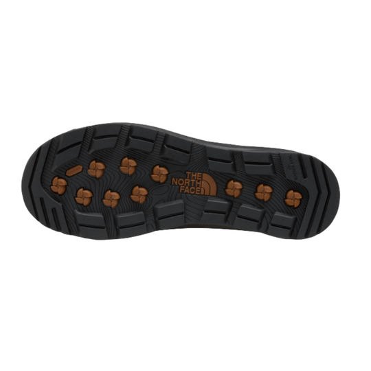 black and copper sole with The North Face logo. On a plain white background. 