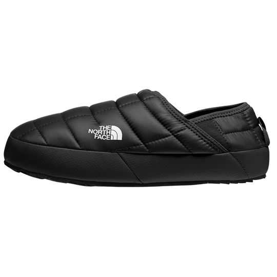 A single black slip-on puffer sneaker by The North Face, shown in a side profile view against a solid white background.