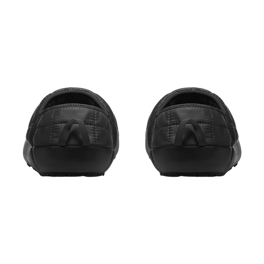 A pair of black slip-on clogs shown from the back against a plain white background.