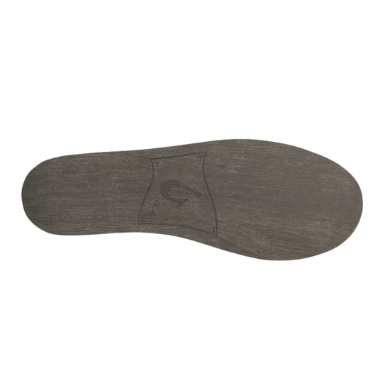 A single dark gray shoe insole shown from the bottom against a plain white background.
