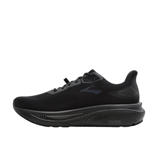 Black Brooks running shoe on a white background