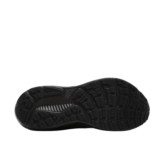 black bottom sole with brooks logo on a plain white background